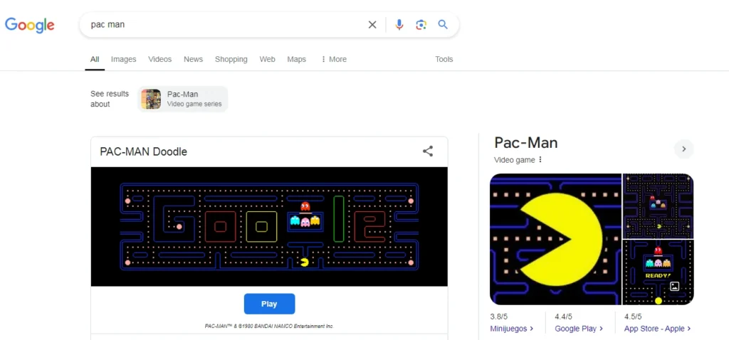 easter eggs en Google Pacman